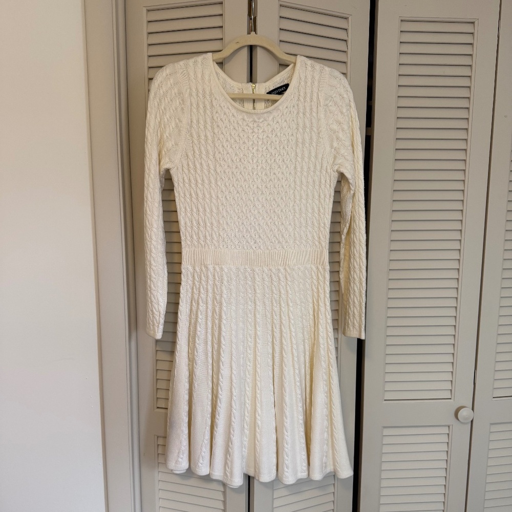 Ellen Tracy ivory cable knit sweater dress